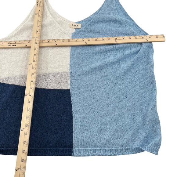 SPLA Blue White & Navy Color Block Knit Tank Top Size 3X - Picture 3 of 4
